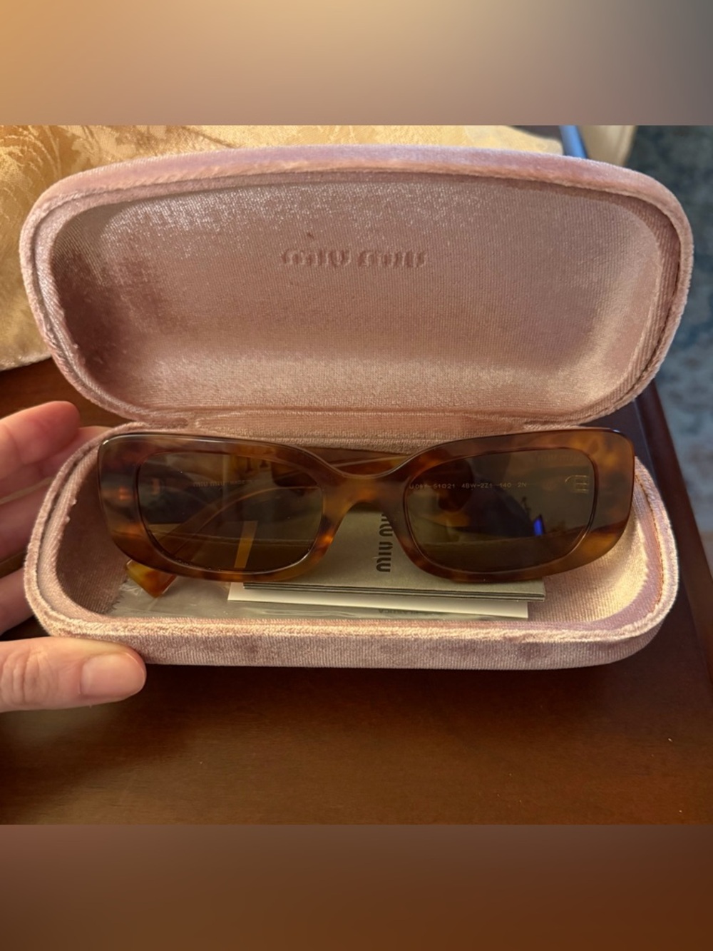 Miu Miu Tortoiseshell Rectangular Sunglasses with Brown Lenses